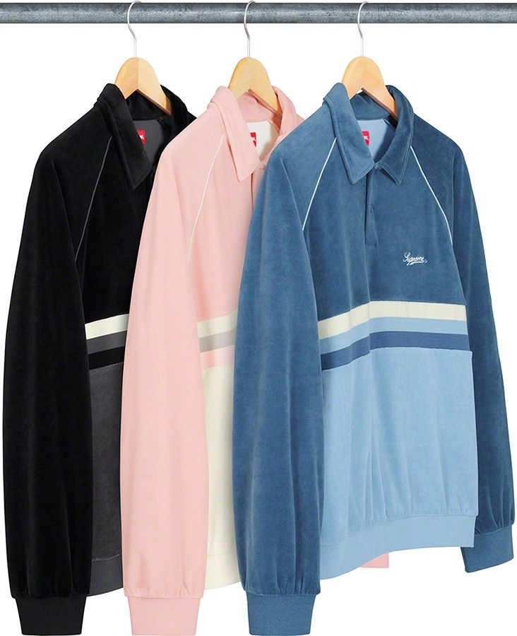 Stripe Velour Raglan L/S Polo